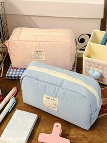 1pc Minimalist Solid Color Lucky Milk Foam Student Stationery Pencil Case, Large Capacity Desktop Pencil Box, Multi-Pocket Classification Storage Design Stationery Bag, Can Store Calculator, Notebook And Pens - Suitable For School, Office And Travel Use - Suitable For Students, Professionals, Men And Women, Learning Stationery Storage Box, Multi-Functional Storage Box, Zipper Closure, Pencil Case - Multicolor - View 8