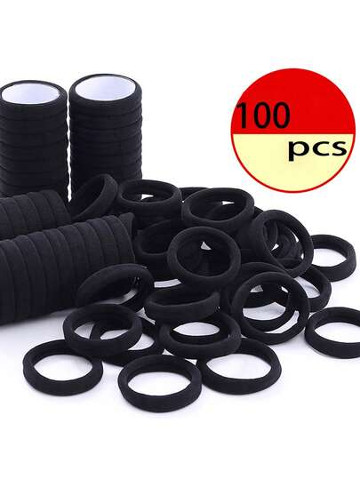 100 chiếc dây buộc tóc màu trơn thanh lịch, độ đàn hồi cao, bảo vệ tóc, phù hợp cho kiểu tóc đuôi ngựa, búi tóc, phối với mọi trang phục, phụ kiện.