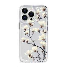 1pc Ins Style Fresh Hibiscus Flower & Leaf Pattern Soft Phone Case, Non-Slip Protective Cover For IPhone 11/12/13/14/15/16 Pro Max - Multicolor - View 5