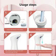 1pc Touchless Automatic Soap Dispenser, No-Touch White Plastic Dispenser With Upgraded Infrared Sensor And Brown Base, Perfect For Kitchen And Bathroom Use, Bathroom Soap Dispenser - This Product Does Not Include Batteries, Must Be Purchased Separately, Must Use New Batteries - Multicolor - View 5