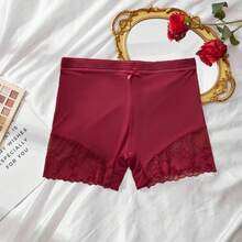 S-4XL Calzoncillos tipo bóxer de tiro medio para mujer, cómodos y transpirables de encaje y tiro medio elástico sexy - P19-hongse - Ver 6