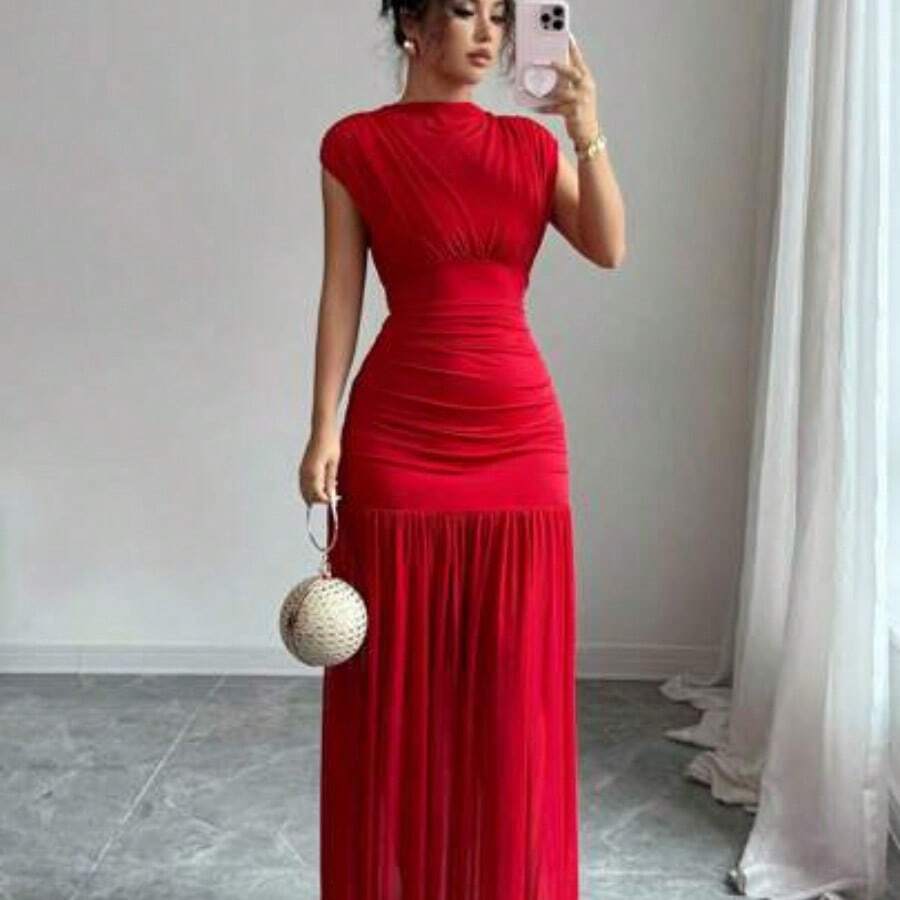 Women Long Dresses - Red - View 1