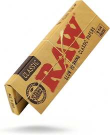 RAW Classic 1 1-4 Rolling Papers - 7 Pack - 50 Leaves Per Pack - Includes Collectible Matte Black 'D Mini Tray Keychain - ColorC - 查看 6