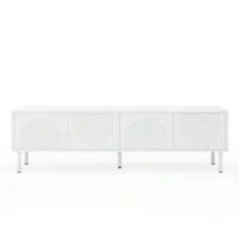 Mobile porta TV moderno da 180 cm con vano contenitore, superficie opaca e sistema di gestione dei cavi – design minimalista per soggiorno, camera da letto o corridoio. - Bianco - Visualizzare 6