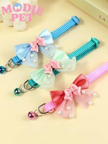 1/3pcs Cute Shiny Bow Bell Collar Suitable For Daily Use For Cats And Dogs - Multicolor - View 11