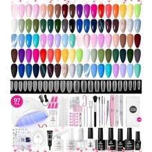 Beetles 86PCS 45Colors Gel Nail Polish Kit With UV Light, Travel Holiday All Season Starter Set, Comes With Nail Stamp, Nail Tips, Base & Top Coat, DIY Nail Art Manicure Gifts For Women - 86PCS 45 Colors Travel Holiday - 查看 1