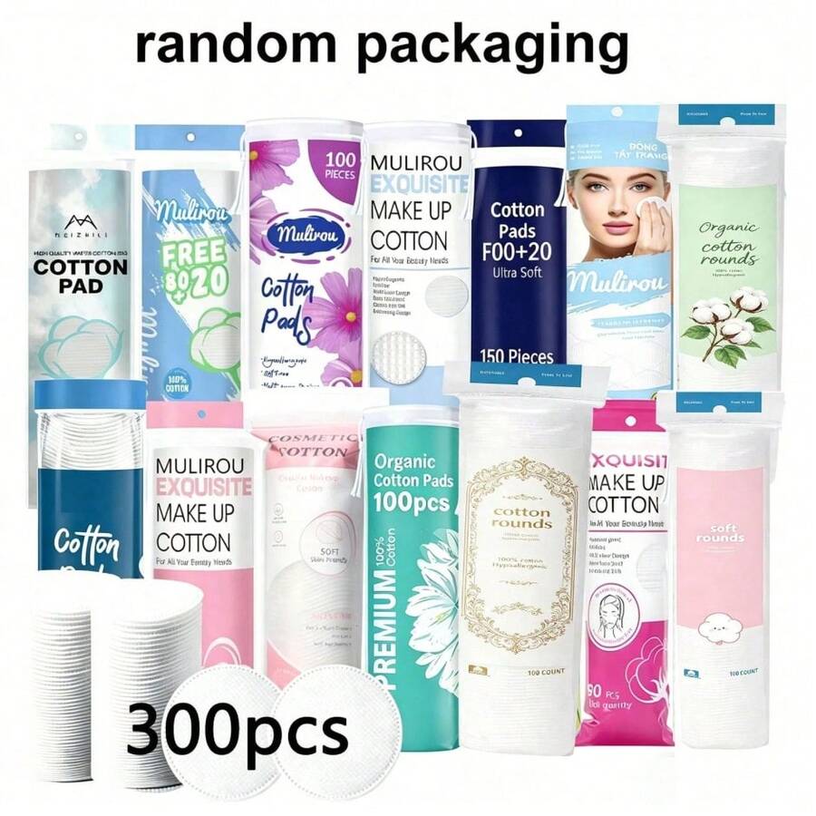 100pcs/300pcs/600pcs Disposable Round Makeup Remover Pads, 6*6cm, For Face Care, Makeup, Skincare, Home Or Travel Use, Skincare, Living Room, Home, Bedroom, Bathroom, Travel Supplies, Wedding, Party, Birthday, Men's Gift, Mom, Dad, Friends, New Year, Accessories, Fun Gift, Random Outer Packaging - Multicolor - View 1