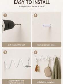 Creative Wave Design Metal Wall Hooks - Elegant Nordic-Style Coat And Hat Holders With Smooth Curved Shapes, Suitable For Home Organization, Hotel Decoration, And Fashion Store Displays, Multi-Function Hooks For Hanging Jackets, Hats, Bags, Umbrellas - Multicolor - View 6