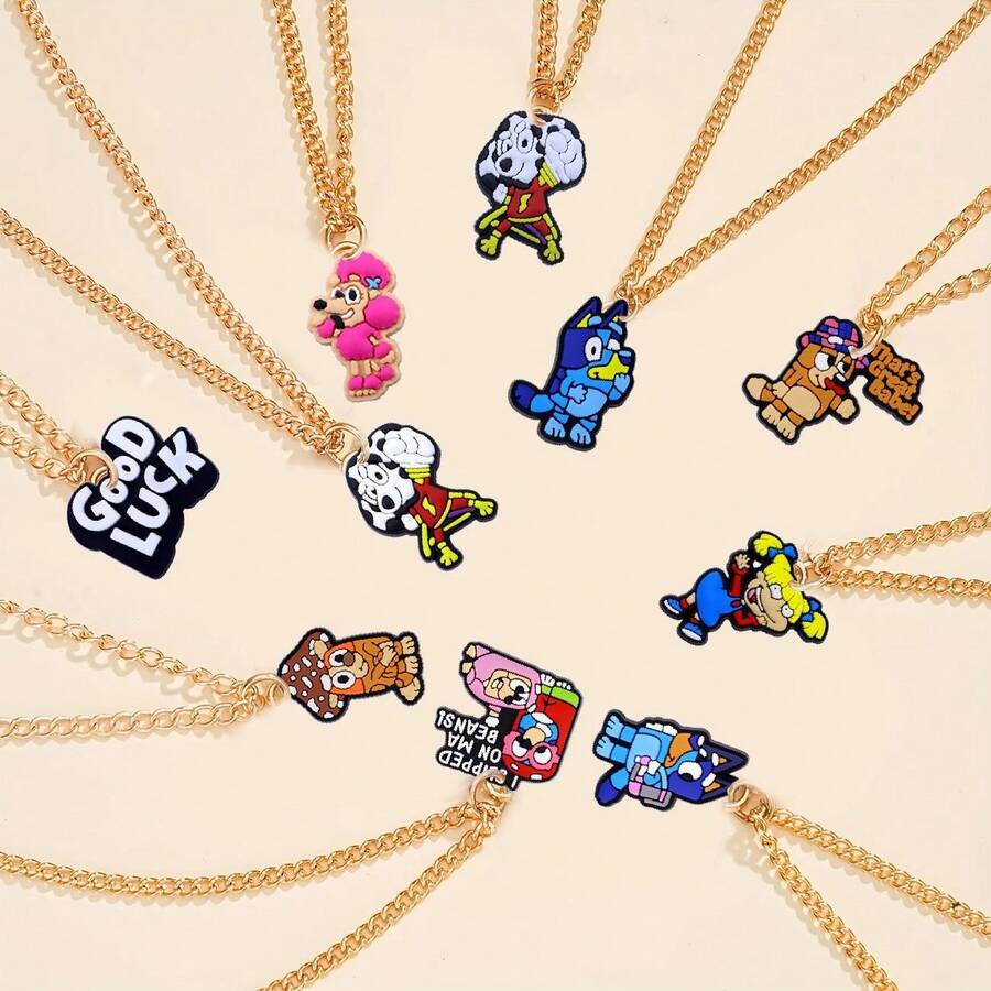 Bluey 1 chiếc vòng cổ hoạt hình Brui mới năm 2026, nhẹ nhàng và mới lạ! Thiết kế nhân vật hoạt hình kinh điển, dễ thương và tinh tế, mang phong cách nghệ thuật thư giãn và đa chức năng. Chế tác tinh xảo, chất lượng tuyệt vời, nhẹ và thoải mái khi đeo hàng ngày. - Nhiều màu - Xem 1