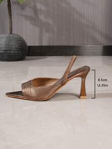 Women's Pointed Toe Woven Strap High Heel Mule Sandals - Chocolate Brown - View 8