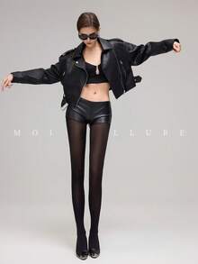 MOIRÉALLURE MOIREALLURE 1雙女款超輕量半透黑色絲綢褲襪，柔軟彈性，性感經典，適用於工作、休閒與節慶 - 黑色 - 查看 6