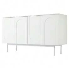 Modern Minimalist White Sideboard With 4 Türen Im Bogenmuster Für Esszimmer Und Wohnzimmer (Weiß) - White - View 7