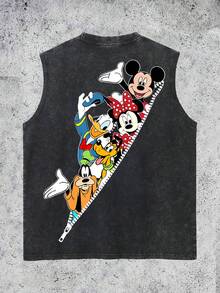 Disney-Licensed 100% Cotton Men's Vest Featuring A Double-Sided Print Of The Mickey Mouse Family. This Casual, Comfortable Crew-Neck Vest Is Breathable And Lightweight, Making It Ideal For Both Exercise And Leisure Wear. Its Relaxed Fit Makes It The Perfect Gift.Disney T Shirt - màu đen - Xem 3