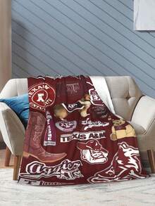 Texas A&M Merch Aggies Throw Blanket Warm Blankets Breathable Air Conditioner Blanket For Car Classic Outdoor Blankets For Picnic For All Season - màu đen - Xem 5