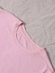 Easy Peasy Lemon Squeezy T-Shirt - T-Shirt With Cute Lemon Print, 100% Cotton, Comfortable Casual Style, Summer Special, Black Round Neck, Short Sleeve T-Shirt, 2026 Concert And Festival Wear For Women. - 粉色 - 查看 3