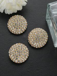 3 pièces Boutons en métal entièrement ornés de strass, ton or/argent, boutons décorés de cristaux AB, convient pour les manteaux, les costumes, les robes de mariée, les accessoires de couture - Multicolore - Voir 15