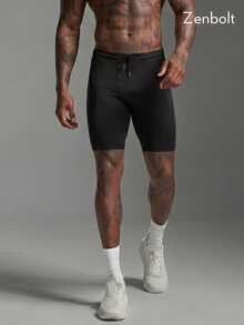 ZenBolt Zen Bote Men's Casual Sports Slim Fit Shorts With Side Pockets, Solid Color Basic Style - Black - View 3
