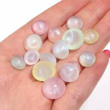 30-100pcs/Pack Mermaid Glow-In-The-Dark Ring Bases, 10-14mm Acrylic Coated Iridescent Flat Half-Round Cabochons, Handmade DIY Ring Pendant Jewelry Settings - Mermaid Luminous Ring - View 3