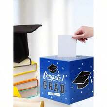 1 Set Graduation Party Paper Card Box, Red Graduation Cap Wish Voting Box, Graduation Decision Collection Box, Graduation Party Decorations, 2026 Graduation Decor, Graduation Party Supplies, Graduation Season Party Game Props, Congratulations Graduate Desktop Centerpiece, Graduation Gift Box, Graduation Party Favor Box, Money Collection Box, Message Box, Graduation Event Raffle Box - Màu xanh da trời - Xem 6