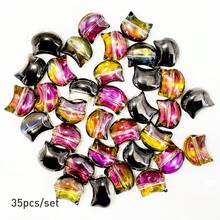 Bộ 35 hạt pha lê acrylic hình đầu mèo dễ thương màu hồng tím và đen, dùng để tự làm vòng tay, bông tai, trang sức thủ công. - Đầu mèo - Xem 13