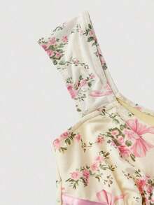 Conjunto de dos piezas para mujer estilo retro con lunares, top de tirantes con escote cuadrado, lazos y dobladillo asimétrico, falda larga de sirena de cintura baja con volantes y lazo decorativo, ideal para bodas, vacaciones, cumpleaños, conciertos bohemios, brunch, eventos al aire libre y looks hawaianos en primavera y verano - Multicolor 2 - Ver 4