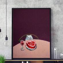 1 Piece Frameless Cat & Wine Poster, Wall Art, Wall Decor, Canvas Print, Oil Painting Poster, Modern Minimalist Style Print, Suitable For Living Room, Bedroom, Bathroom Decor, Ideal Gift, Frame Not Included - Multicolor - View 7