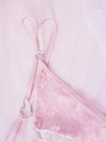4 pezzi Mutandine da donna sexy di colore unito con stampa floreale, dolci, mature, affascinanti, con inserti in rete trasparente, perizoma a T, eleganti mutandine triangolari in tessuto a maglia, adatte per primavera, estate, autunno, inverno - Multicolore - Visualizzare 4