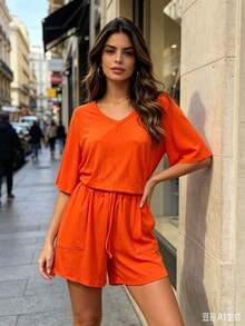 Women Shorts - Burnt Orange - View 5