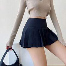 Gidyq-faldas plisadas Vintage para mujer, minifaldas de cintura alta, informales, coreanas, combina con todo, ropa de calle con abertura, novedad de verano - Gris - Ver 2