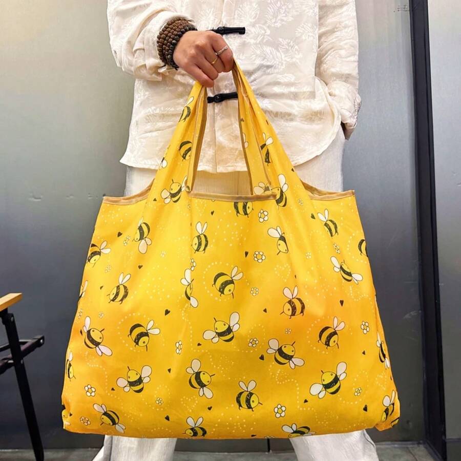 Bolso de hombro Bolso de hombro de gran capacidad Bolso de compras ligero Patrón impreso Bolso plegable al aire libre Bolso de viaje estilo camping - Taishihongxiang - Ver 1