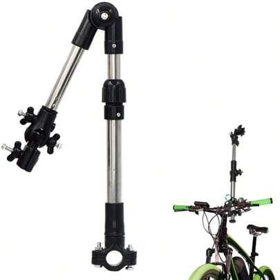 Soporte ajustable de paraguas de acero inoxidable para silla de ruedas y bicicleta - Diseño plegable con conector giratorio, apto para sombrilla, protección contra la lluvia, accesorios para cochecito, estructura 100% de metal, negro, soporte de paraguas multifuncional | Diseño de conexión | Estructura de acero inoxidable
