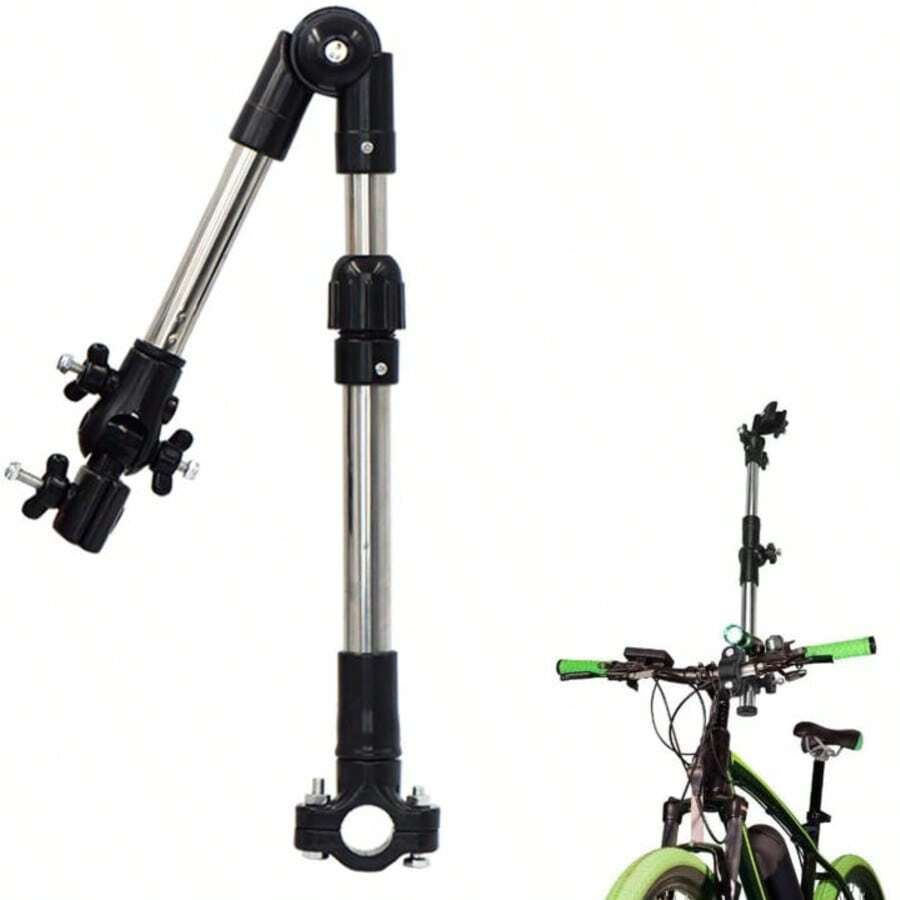 Giá đỡ ô bằng thép không gỉ có thể điều chỉnh cho xe lăn và xe đạp - Thiết kế gập gọn với khớp nối xoay, thích hợp để che nắng, che mưa, phụ kiện xe đẩy, khung kim loại 100%, màu đen, giá đỡ ô đa chức năng | Thiết kế kết nối | Cấu trúc thép không gỉ