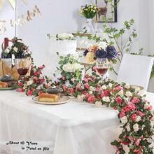 2 pièces Guirlande de roses roses artificielles à double couche, convient pour la Saint-Valentin, les fêtes, les mariages, la décoration d'arche d'anniversaire, la décoration de mariage, le DIY, la décoration de jardin pour la fête des mères, la décoration de fenêtre et de mur, l'emballage cadeau, la décoration d'intérieur, durable et flexible, floraison durable sans décoloration - Multicolore - Voir 6