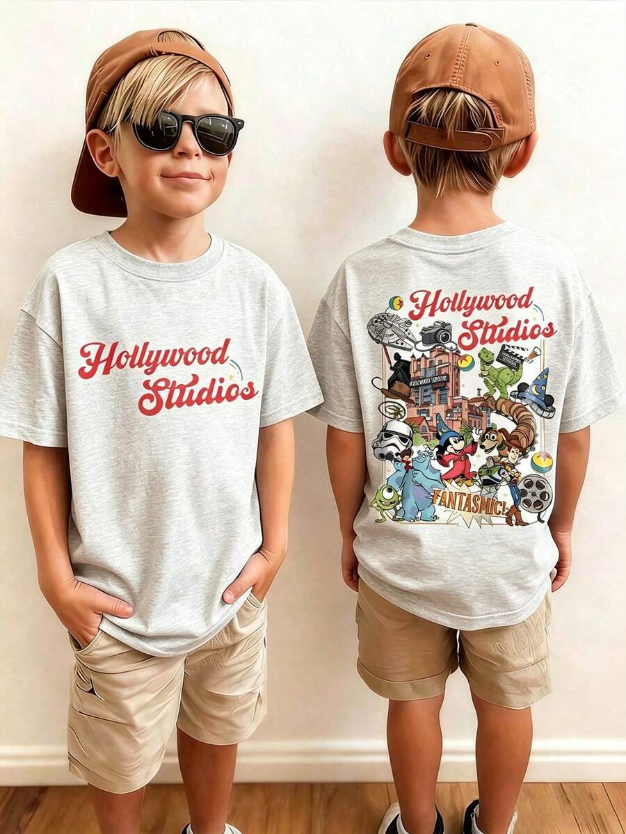 Disney Mickey Mouse Cartoon Print, Casual And Simple Short Sleeved T-Shirt Case, Suitable For Wearing In Spring And Summer Seasons, Suitable For Both Boys And Girls. Holiday Gift - Màu Xám nhạt - Xem 1