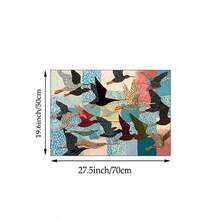 1幅异想天开的鸟类墙面艺术画，混合媒材纺织印花帆布画，现代斯堪的纳维亚风格海报，色彩缤纷的仙鹤，民间装饰，适用于客厅、卧室、浴室墙面装饰，无框/有框可选 - 圖案 - 查看 10