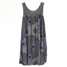 Ropa de mujer, vestido camisola sin mangas de verano con estampado de encaje sin mangas, vestido sexy holgado con vuelo grande, falda larga de talla grande - café - Ver 6