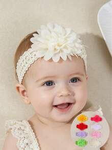 1/3/4pcs Girls Solid Color Breathable Chiffon Flower Headbands, Suitable For Daily Use - Multicolor - View 1