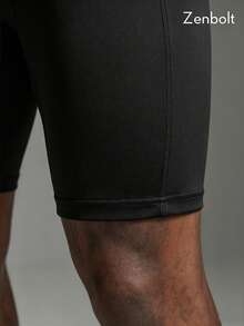 ZenBolt Zen Bote Men's Casual Sports Slim Fit Shorts With Side Pockets, Solid Color Basic Style - Black - View 4