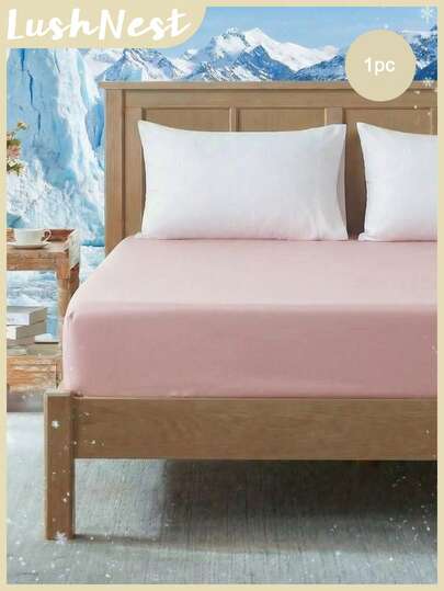 1pc Cooling Solid Jade Pink Fitted Sheet (1 Piece Bed Sheet), Versatile And Simple, Fresh Modern Daily Polyester, Soft And Skin-Friendly, Suitable For Master Bedroom, Guest Bedroom, Secondary Bedroom, All-Season Use, Ideal Gift Choice, Cooling Bedding, Fitted Sheet, Pink Decor, Minimalist Style, Bedroom Essentials, Soft Sheets, Gift Idea, Cozy Home