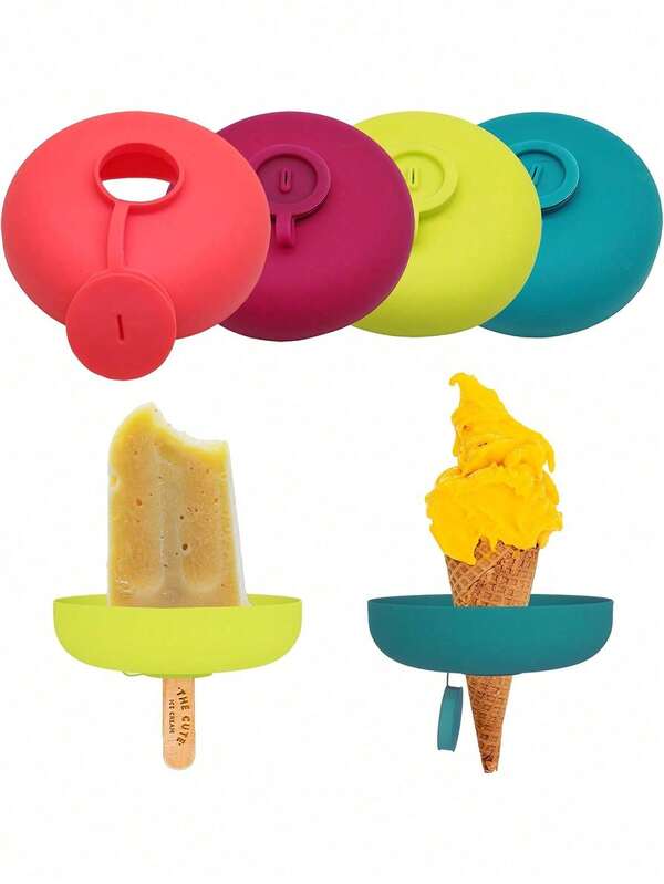 Soporte de silicona para polos de helado, soporte de verano para paletas de hielo, soporte a prueba de fugas con cubierta antigoteo, molde de bandeja de hielo portátil para niños con caja de almacenamiento, conveniente para llevar aperitivos, apto para lavavajillas, silicona, soporte reutilizable para paletas antideslizante, soporte para helados sin desorden, soporte portátil para postres congelados