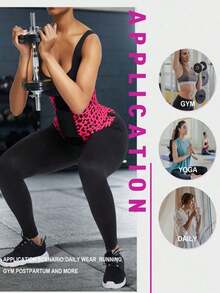 1pc Women's Leopard Print Waist Trainer, High Compression Adjustable Waist Cincher, Shapewear, Tummy Control Belt, 3-Layer Wrap, Corset, Suitable Various Occasions, Gym - 玫紅色 - 查看 2