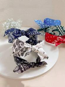 1pc Women New Style Retro Cashew Flower Print Hairband, Elegant Wide-Edge Headband Hair Accessory For Headwear And Hair Decoration. Hair Band Diadema Hair Hoop - Multicolor - View 4
