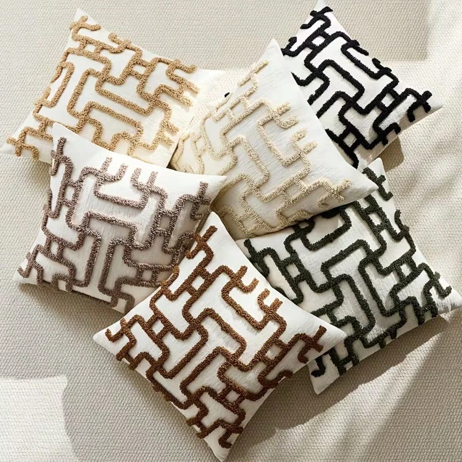 1 buah Sarung Bantal Hias Geometris Chenille Bohemian, Sarung Bantal Dekoratif Sempurna untuk Tempat Tidur, Sofa, Bangku Luar Ruangan di Rumah, Isian Bantal Tidak Termasuk - cokelat - View 1