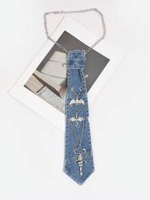 1pc Men's Fashion Punk Style Scorpion & Dragon Decor Cross Chain Denim Bolo Tie, Suitable For Casual Party Outfit - Multicolor - View 9