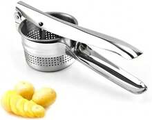 1pc Stainless Steel Potato Presser Masher Ricer Heavy Duty Vegetable & Fruit Juicer Press Maker Tool – Effortless Smooth Mashing For Potatoes - Silver - View 3