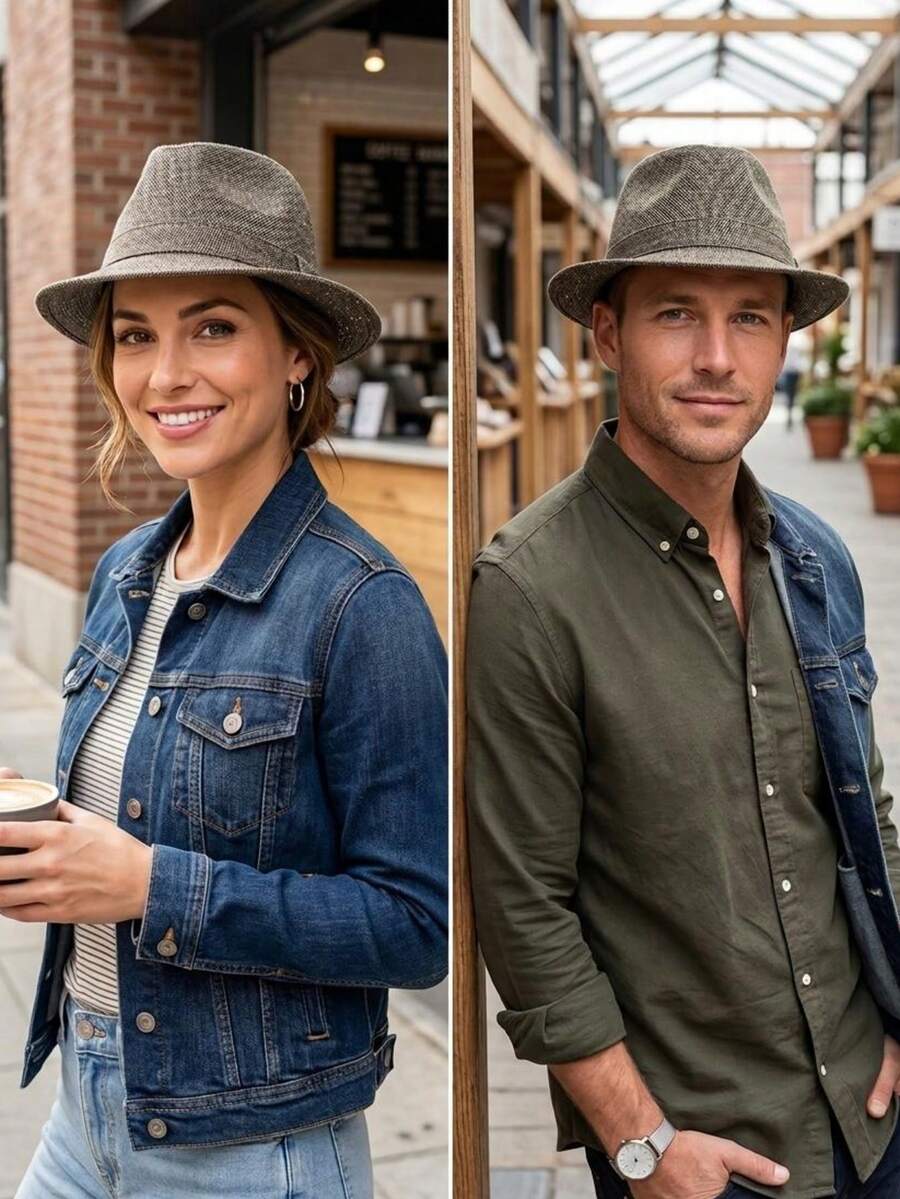1 pieza sombrero pachuco brilloso unisex, diseño moderno y llamativo, ideal para disfraces, baile, escenarios y uso temático - Marrón Mocha - Ver 1