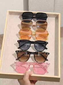 6pcs Retro Lightweight Round Frame Candy Color Fashion Glasses, Street Style - Multicolor - View 7
