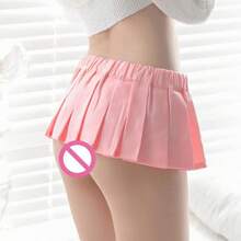 Faldas ultracortas Jk, falda de disfraz de Cosplay a cuadros, faldas plisadas de colegiala de verano de estilo japonés, falda Sexy Vintage para discoteca - Rosa - Ver 4