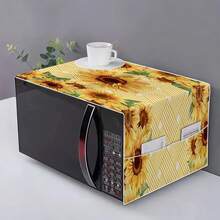 1pc 2D Sunflower & Butterfly Floral Pattern Printed Refrigerator/Microwave Cover Cloth, With Side Pocket Storage Function, Suitable For Kitchen Home Decor - Refrigerator Cover/microwave Oven Cover - View 14