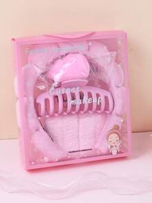 Set de 5 piezas de accesorios para el cabello de niña, diademas con forma de nube de esponja, aros de pelo versátiles, pasadores, caja de regalo, adecuado para uso diario en otoño/invierno - Multicolor - Ver 5